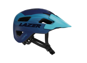 Casque de vélo Lazer Mat Chiru Blue. équipé d'une visière assortie à la couleur du casque elle protège les yeux et le visages du soleil. Ce casque à 15 events pour une bonne aération