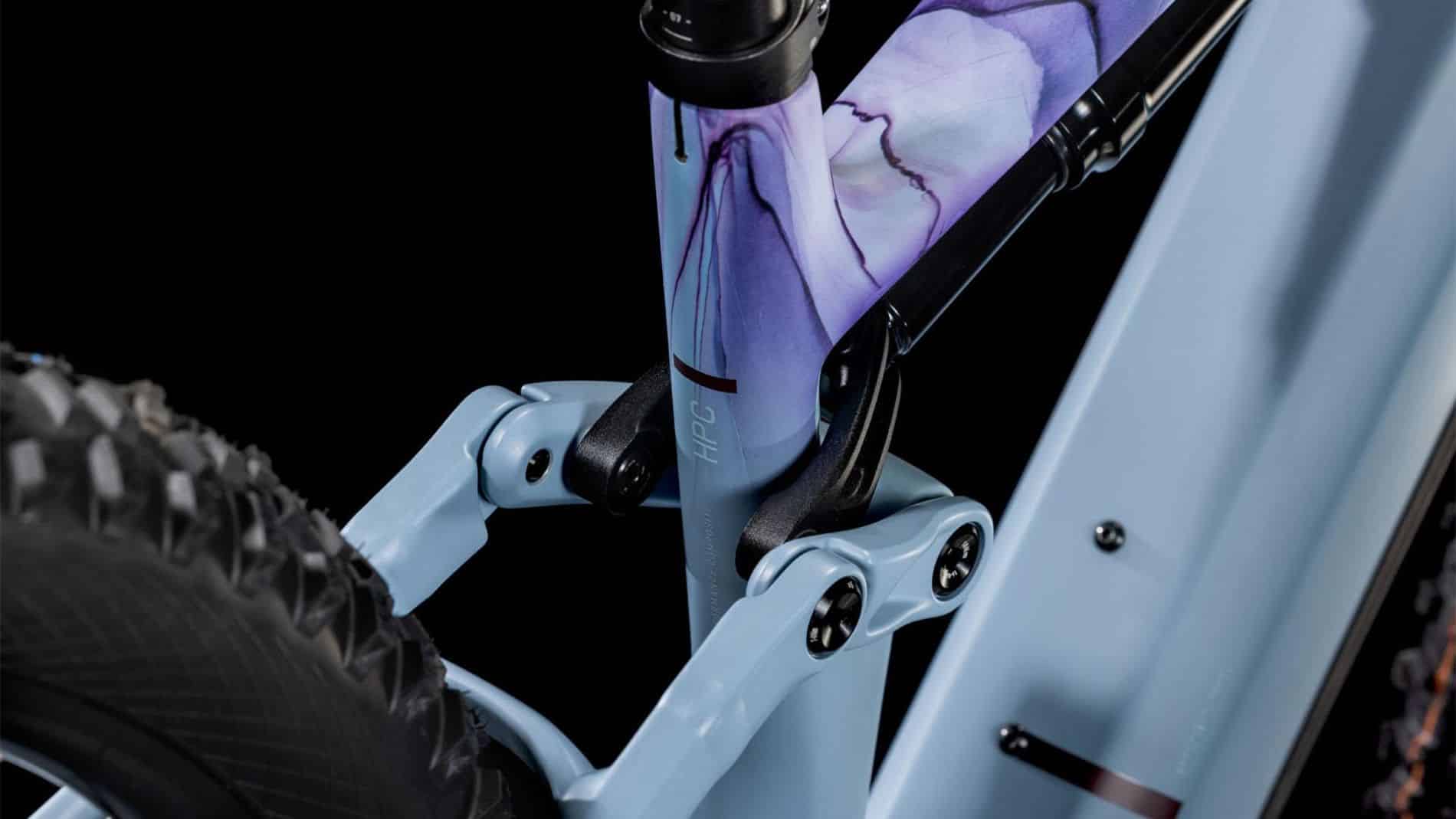 vtt électrique cube stereo hybrid one 44 race amortisseur arrière et tige de selle